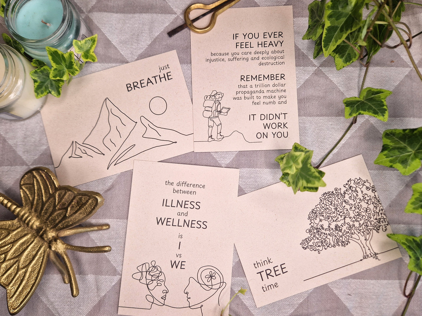 🙏 Meditate Postcard Set | 12 cards, 4 designs